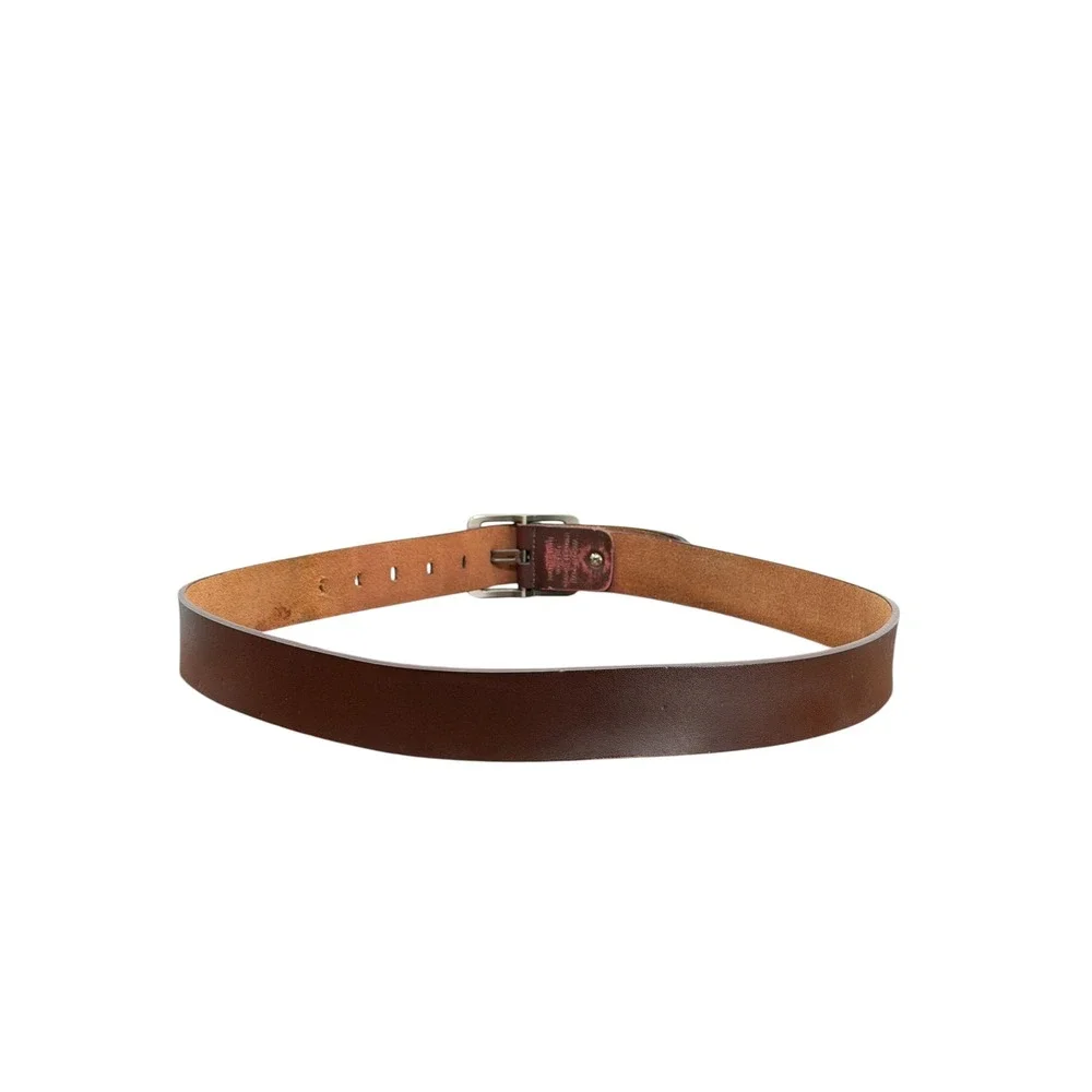 Oveynersin Wide Buckle Belt Mens SZ 43 Brown Leather Casual Classic Full Grain